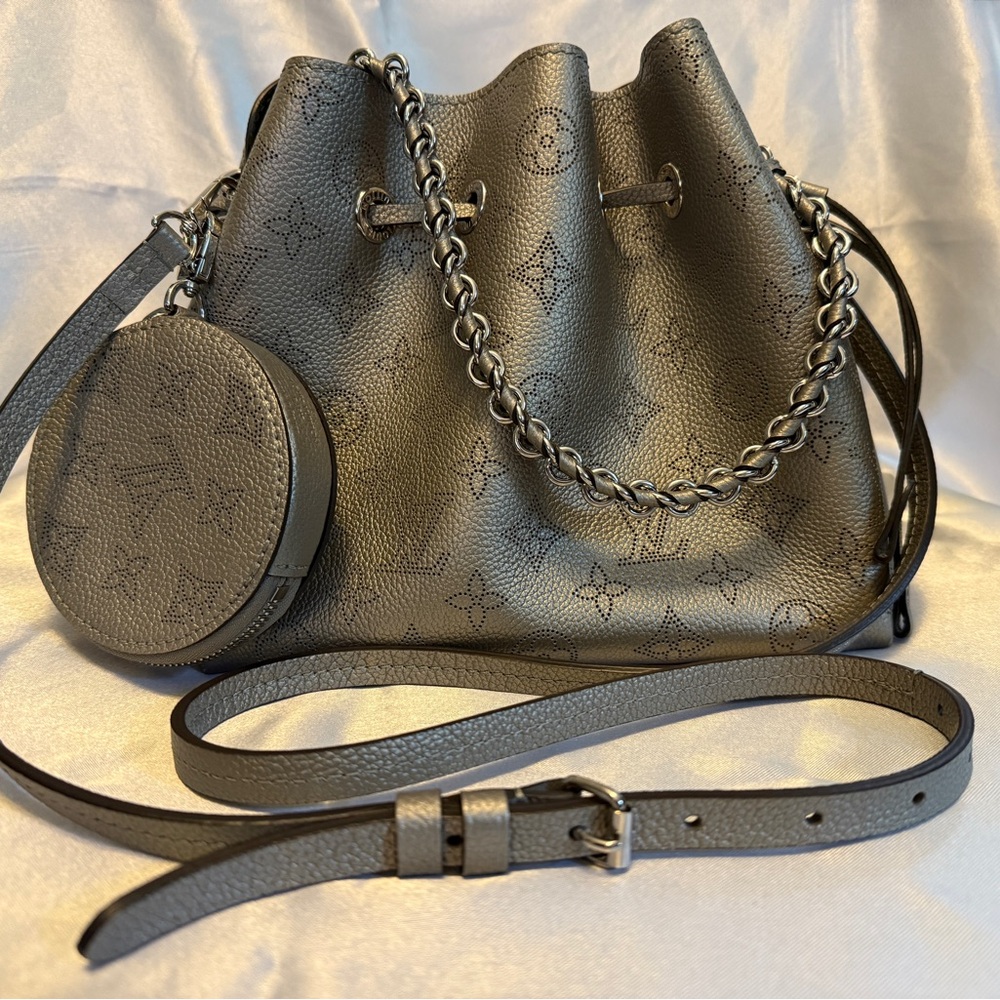 Authentic Louis Vuitton Silver Bella Crossbody Bag with Chain Strap